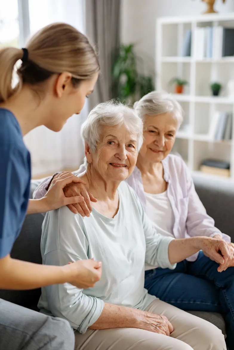 Caring professional providing respite support so family can rest